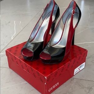 black and red patent heels